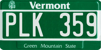 VT license plate PLK359