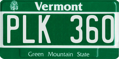 VT license plate PLK360