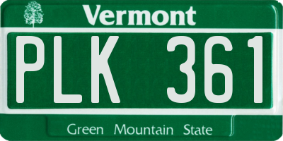 VT license plate PLK361