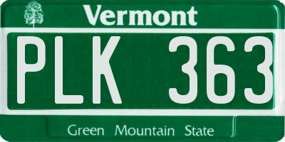 VT license plate PLK363