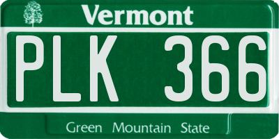 VT license plate PLK366