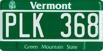VT license plate PLK368