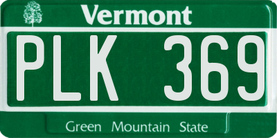 VT license plate PLK369
