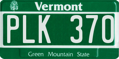 VT license plate PLK370