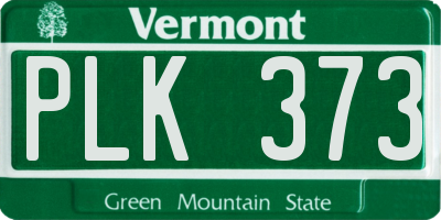 VT license plate PLK373