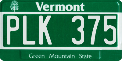 VT license plate PLK375
