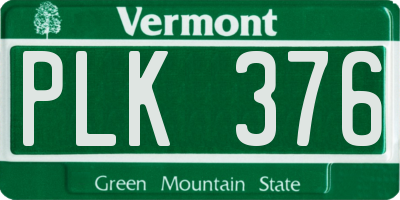 VT license plate PLK376