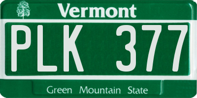 VT license plate PLK377