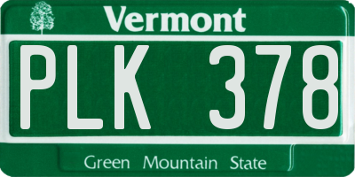 VT license plate PLK378