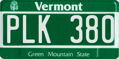 VT license plate PLK380