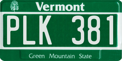 VT license plate PLK381