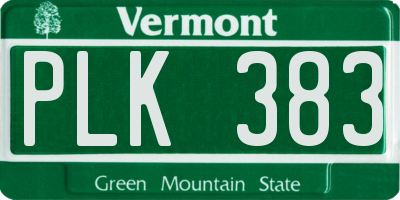 VT license plate PLK383