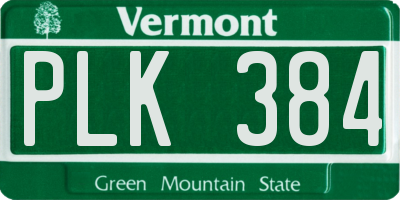 VT license plate PLK384