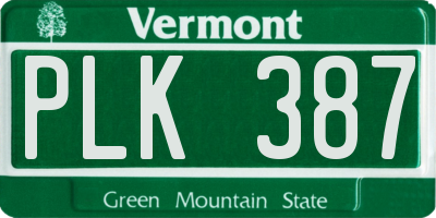 VT license plate PLK387