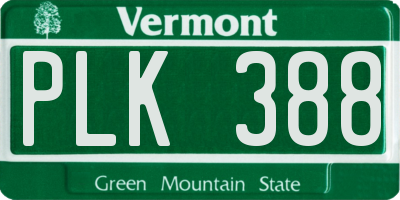 VT license plate PLK388