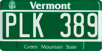 VT license plate PLK389