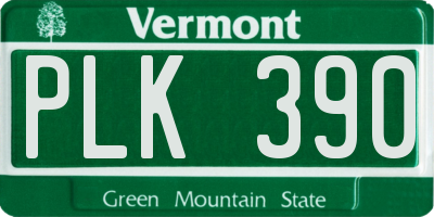 VT license plate PLK390
