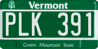 VT license plate PLK391