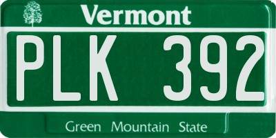 VT license plate PLK392