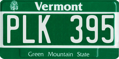 VT license plate PLK395