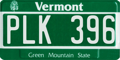 VT license plate PLK396