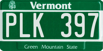 VT license plate PLK397