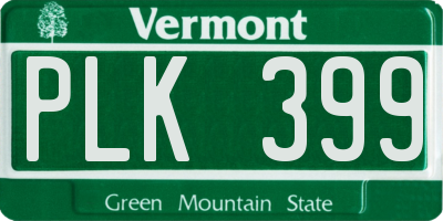 VT license plate PLK399