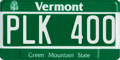 VT license plate PLK400