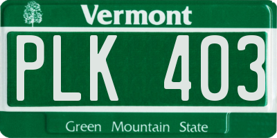 VT license plate PLK403