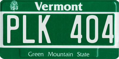 VT license plate PLK404