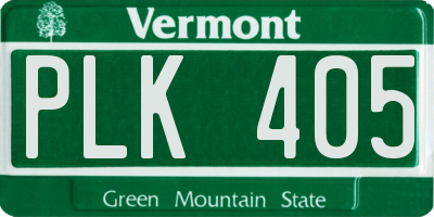 VT license plate PLK405