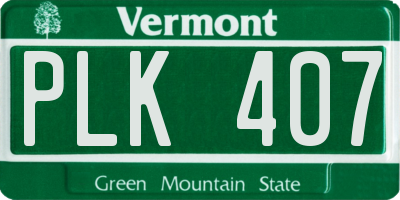 VT license plate PLK407