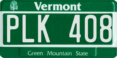 VT license plate PLK408