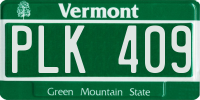 VT license plate PLK409
