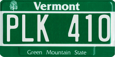 VT license plate PLK410