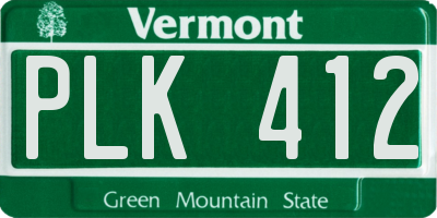 VT license plate PLK412