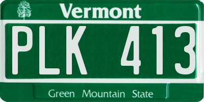 VT license plate PLK413