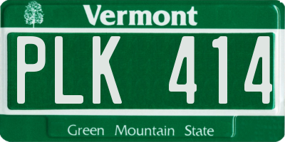 VT license plate PLK414