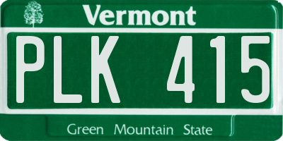VT license plate PLK415