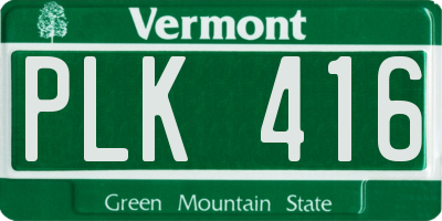 VT license plate PLK416