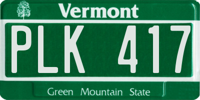 VT license plate PLK417