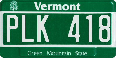 VT license plate PLK418