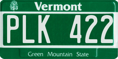 VT license plate PLK422