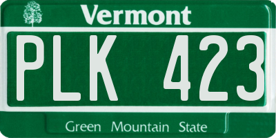VT license plate PLK423
