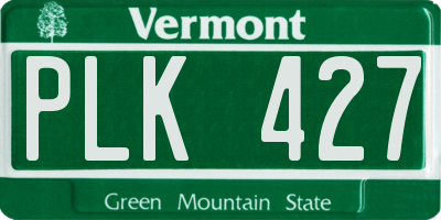 VT license plate PLK427