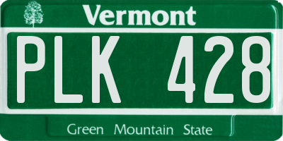 VT license plate PLK428