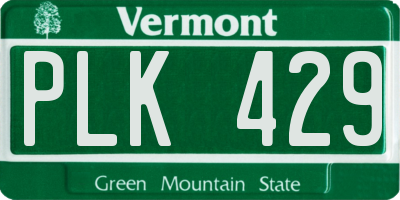 VT license plate PLK429