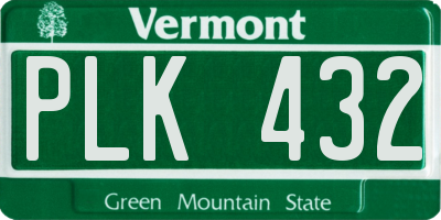 VT license plate PLK432