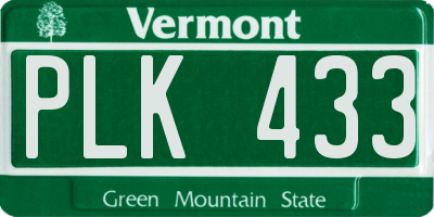 VT license plate PLK433