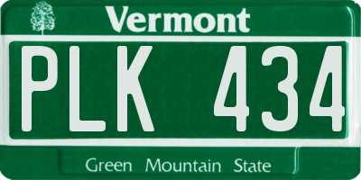 VT license plate PLK434
